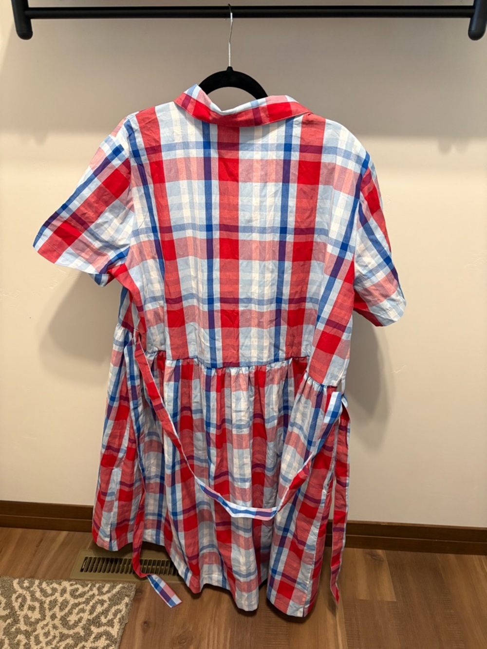 NWT Anthony Richards Red & Blue Plaid Button-Front Dress - Picture 3 of 8
